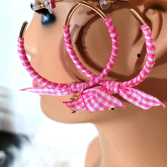 Betsey Johnson Pink Hoops Earrings - Picture 3 of 6